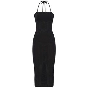 Wolford Black Midi Dress With Neck Ties - NWT